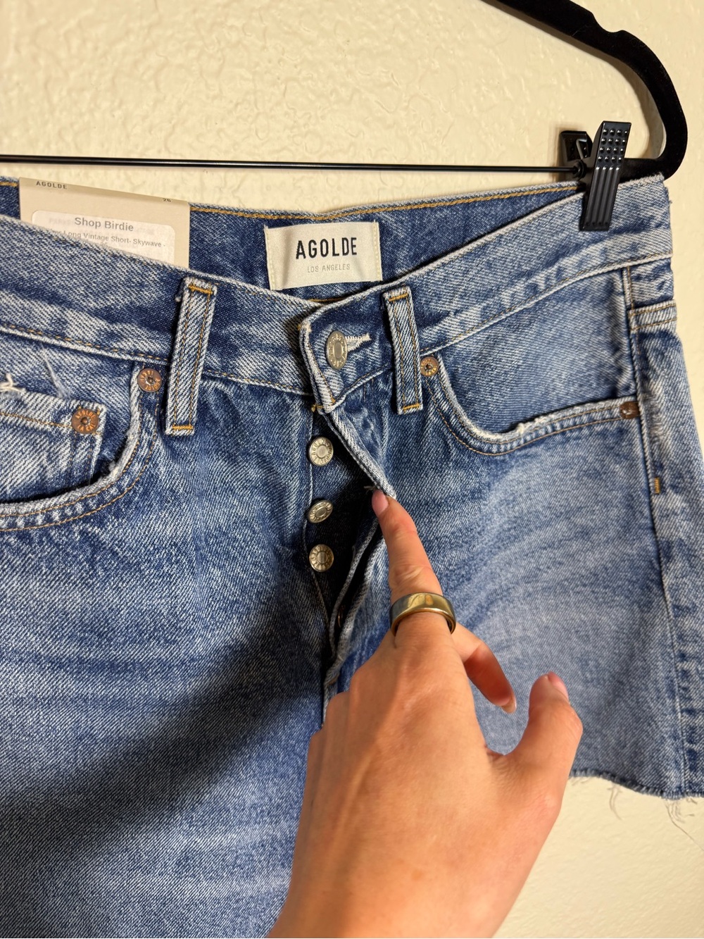 NWT Agolde Parker Long Denim Shorts - Skywave - Picture 6 of 7